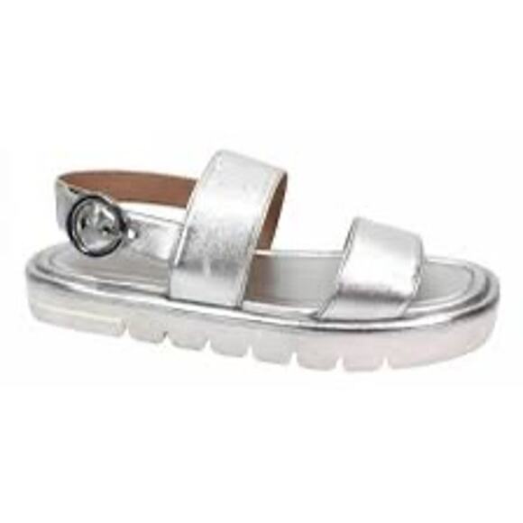 STUART WEITZMAN Silver Elodie Leather Sandal size 8.5 - Picture 1 of 9